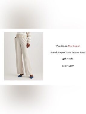 Quince Cream Wide-Leg Stretch Crepe Pants